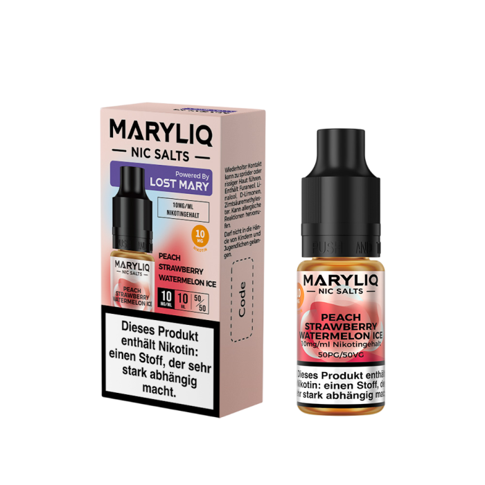 Maryliq Liquid by Lost Mary - Peach Strawberry Watermelon Ice Nikotinsalz 10ml | 10mg/ml