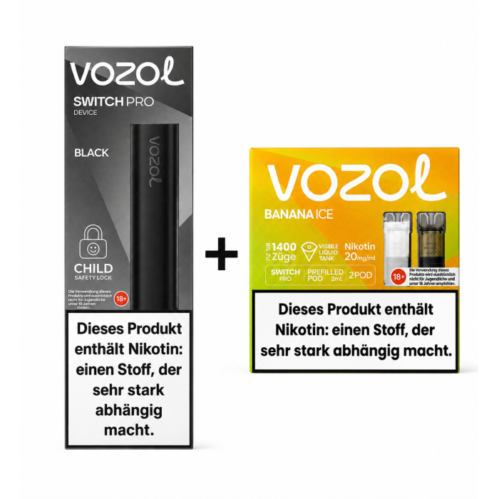 % Vozol Switch (Basisgerät + Pod) - Banana Ice 2x2ml