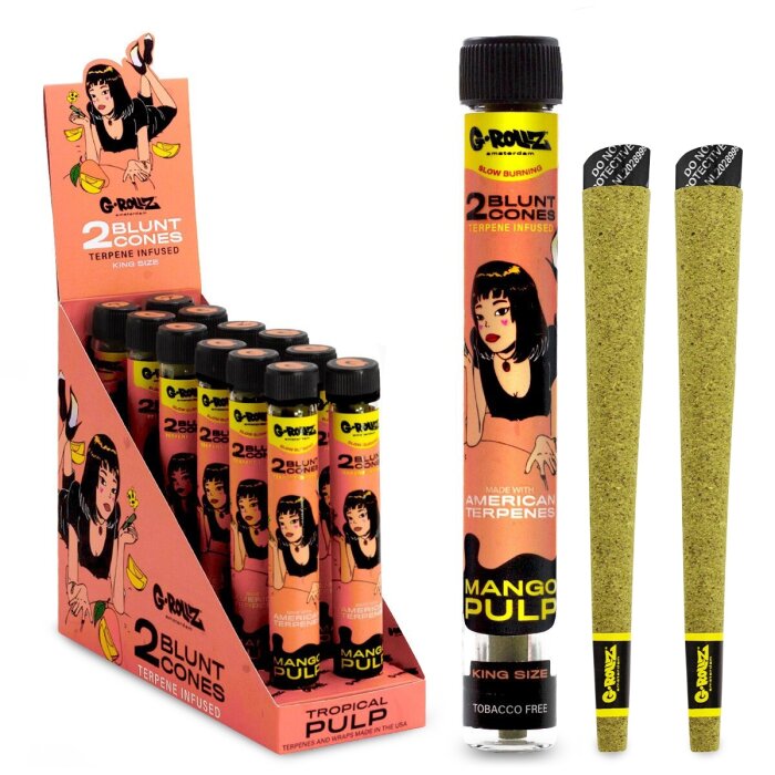 G-Rollz - 2x Pre-Rolled Terpene Infused Cones MANGO (12 Pack Display)