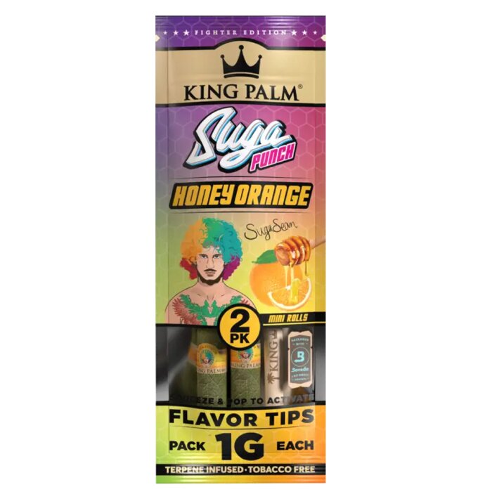 King Palm Real Leaf Rolls - 2 Mini Rolls Honey Orange