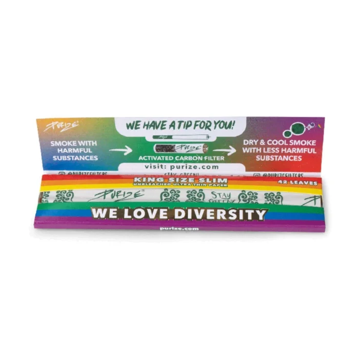 PURIZE King Size Slim Papers - Regenbogen