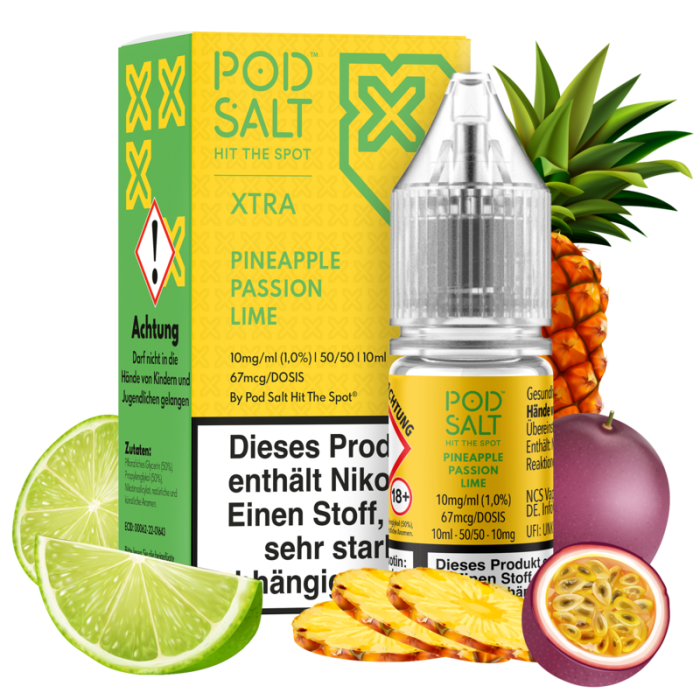 Pod Salt Xtra Serie Liquid - Pineapple Passion Lime Nikotinsalz 10ml | 10mg/ml