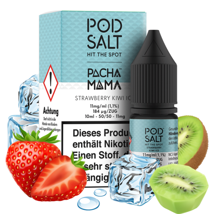 Pod Salt Fusion Serie - Straberry Kiwi Ice Nikotinsalz 10 ml | 11mg/ml