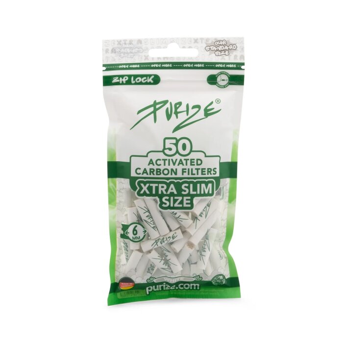 Purize Aktivkohlefilter - Xtra Slim Size 6mm White | 50 Stück