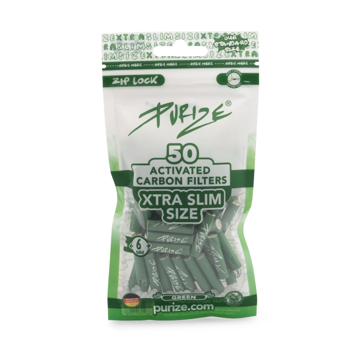 Purize Aktivkohlefilter - Xtra Slim Size 6mm Green | 50 Stück