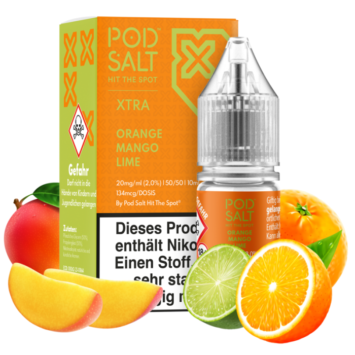 Pod Salt Xtra Serie Liquid - Orange Mango Lime Nikotinsalz 10ml | 20mg/ml