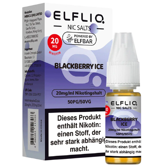 Elfliq Liquid by Elfbar - Blackberry Ice Nikotinsalz 10ml | 20mg/ml