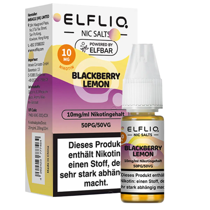 Elfliq Liquid by Elfbar - Blackberry Lemon Nikotinsalz 10ml | 10mg/ml
