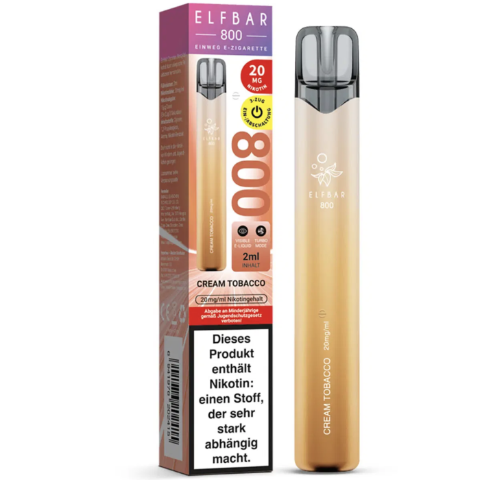 Elfbar 800 Einweg Vape - Cream Tobacco 2ml | 20mg/ml