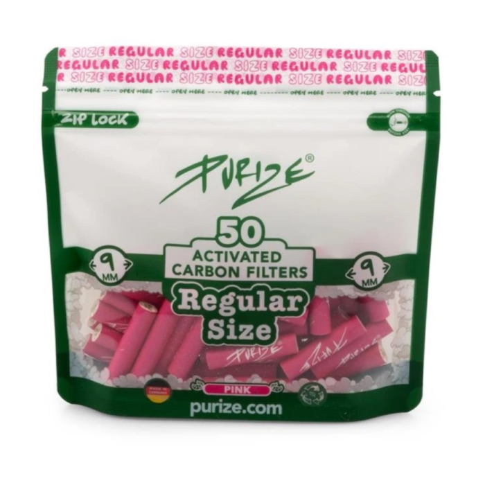 Purize Aktivkohlefilter - Regular Size 9mm Pink | 50 Stück
