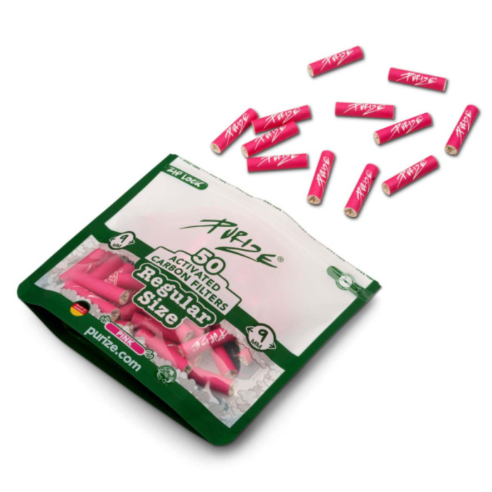 Purize Aktivkohlefilter - Regular Size 9mm Pink | 50 Stück
