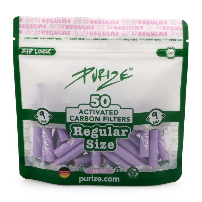 Purize Aktivkohlefilter - Regular Size 9mm Lila | 50 Stück