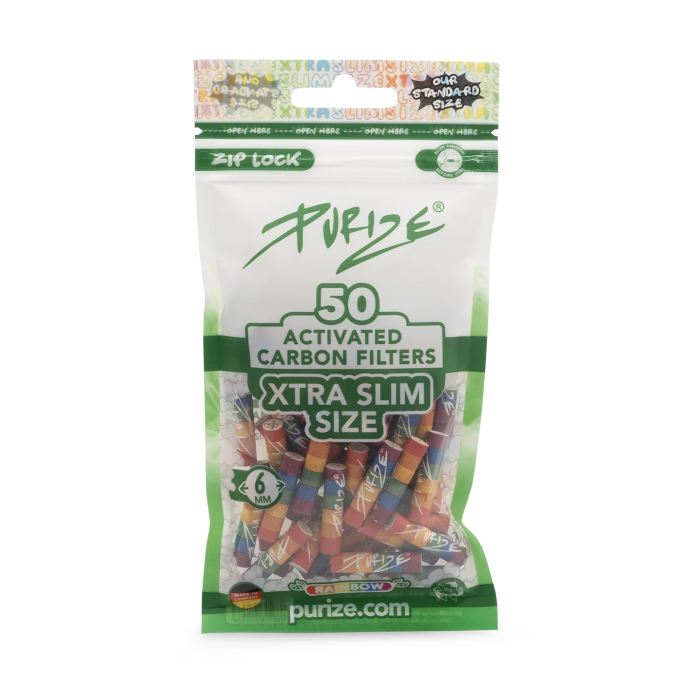 Purize Aktivkohlefilter - Xtra Slim Size 6mm Rainbow | 50 Stück