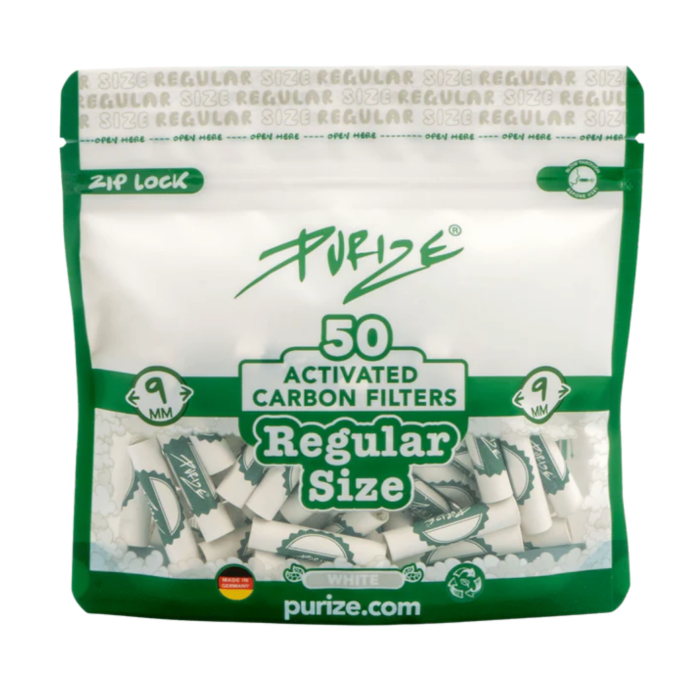 Purize Aktivkohlefilter - Regular Size 9mm Weiß | 50 Stück
