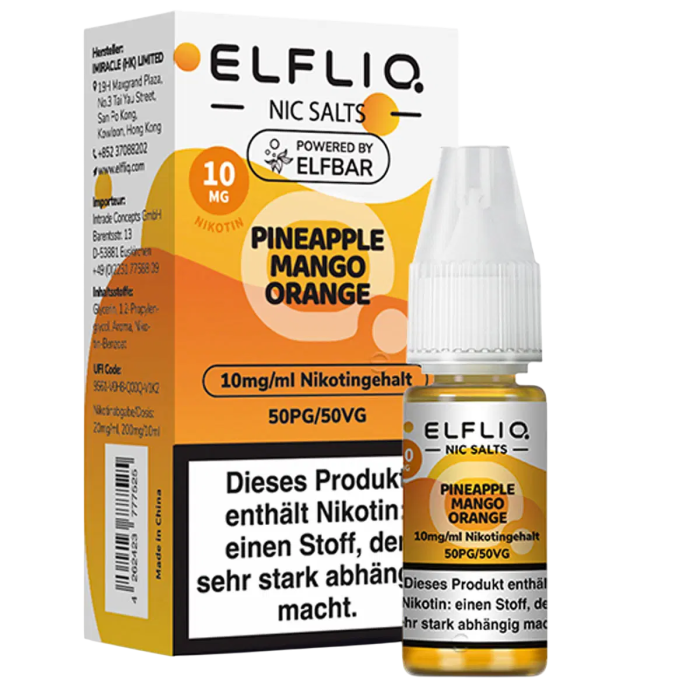 Elfliq Liquid by Elfbar - Pineapple Mango Orange Nikotinsalz 10ml | 10mg/ml