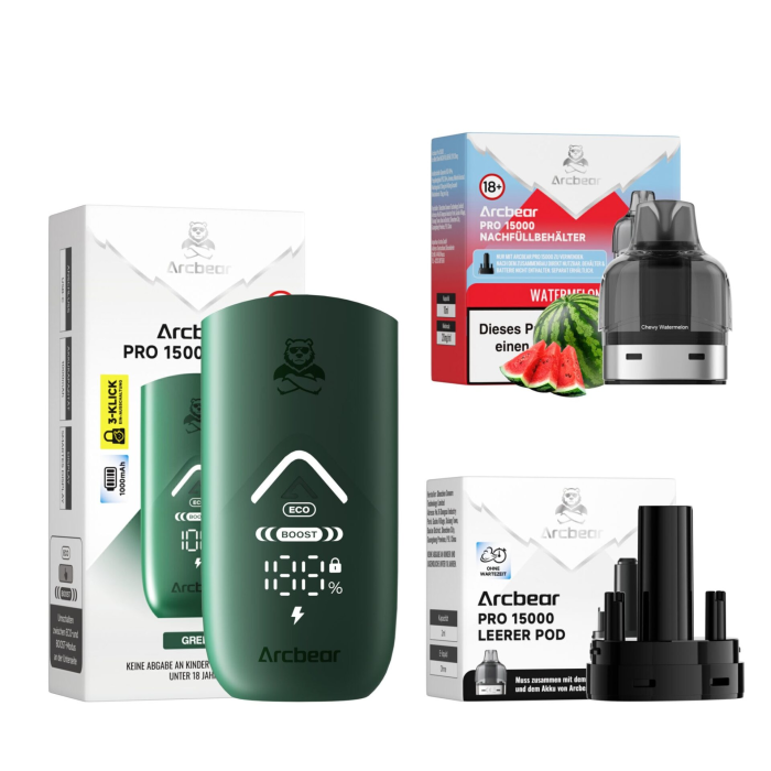 Arcbear Pro 15000 Bundle - Green + Watermelon Ice 10ml | 20mg/ml