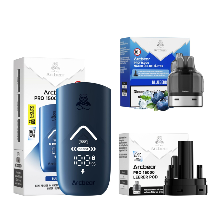 Arcbear Pro 15000 Bundle - Blau + Blueberry 10ml | 20mg/ml