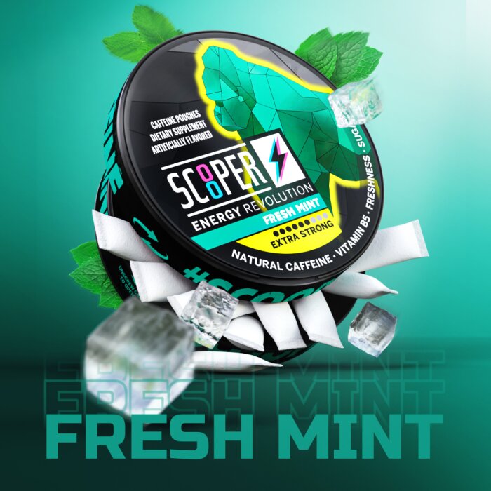 Scooper Energy Pouch - Fresh Mint Extra Strong | 80mg Koffein