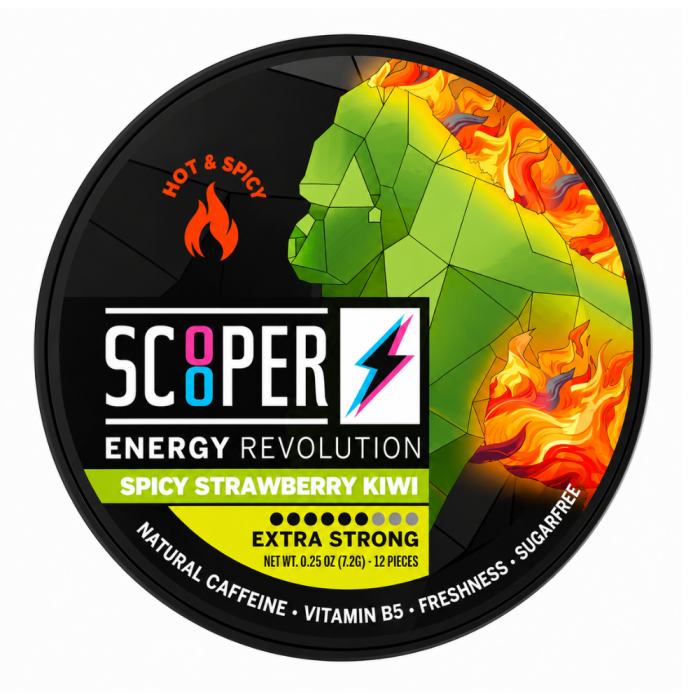 Scooper Energy Pouch - Spicy Strawberry Kiwi Extra Strong | 80mg Koffein