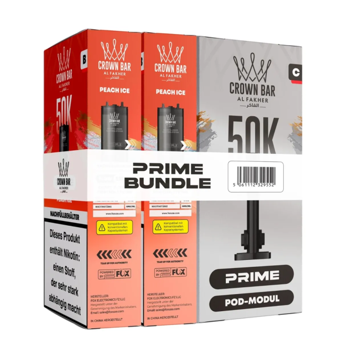 Al Fakher 50K Hypermax PRIME Bundle - Peach Ice | 2 x 10ml