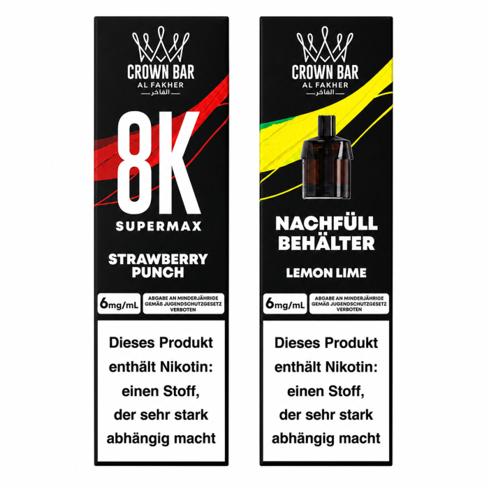 % Al Fakher Supermax 8K Starter Kit - Strawberry Punch + Lemon Lime