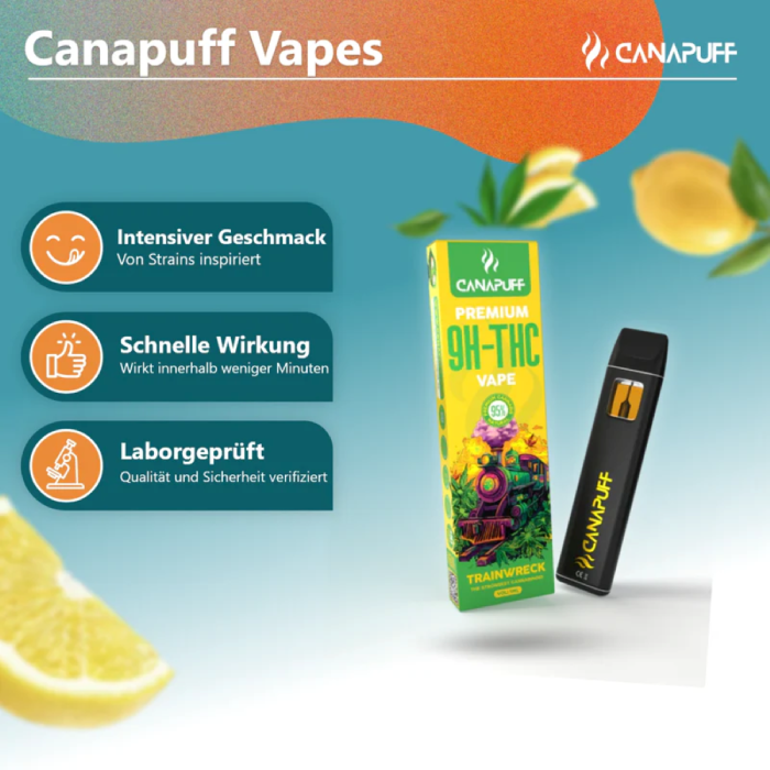 Canapuff 9H-THC Vape - Trainwreck 1ml I 95%