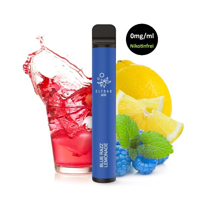 % Elfbar 600 Einweg Vape Nikotinfrei - Blue Razz Lemonade 2ml | 0mg/ml
