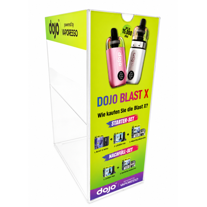 DOJO Blast X - Pod & Basisgerät Verkaufsdisplay klein | Kunststoff