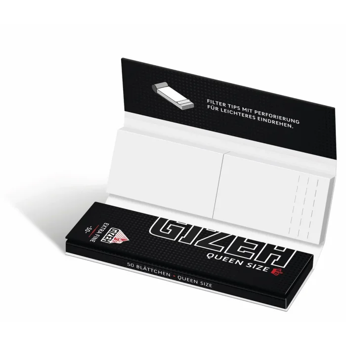 Gizeh - Black Queen Size Paper + Tips | 50 Blatt