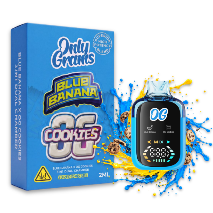 OnlyGrams Vape Supérieure 3-en-1 - Blue Banana + OG Cookies | 2 ml