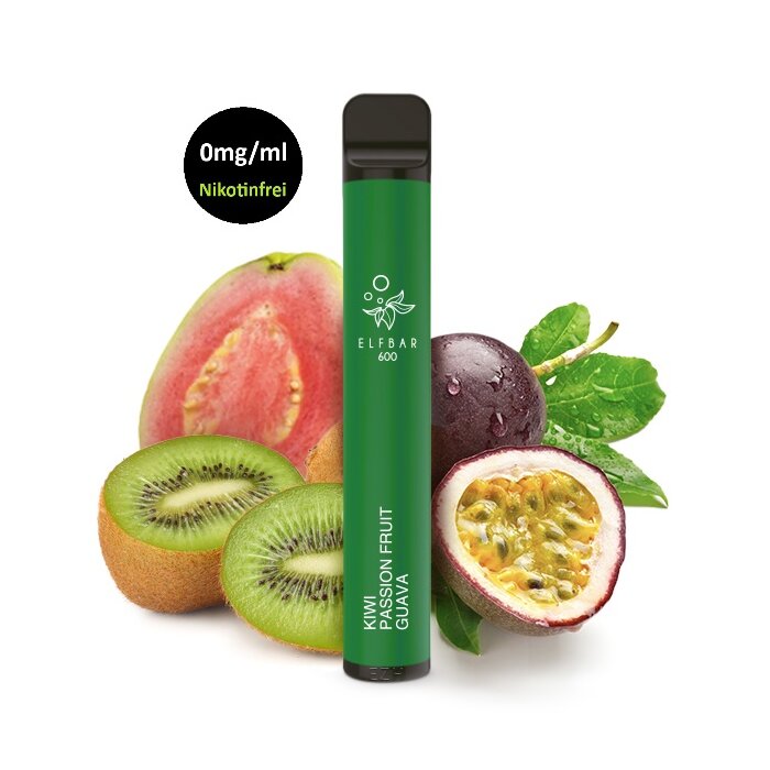 Elfbar 600 Einweg Vape Nikotinfrei - Kiwi Passionfruit Guava 2ml | 0mg/ml
