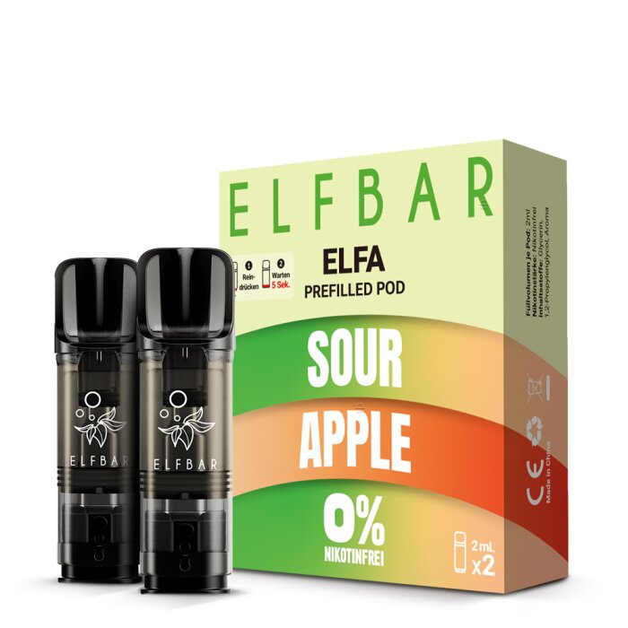 Elfa Prefilled Pod - Sour Apple (Nikotinfrei) 2x2ml | 0mg/ml