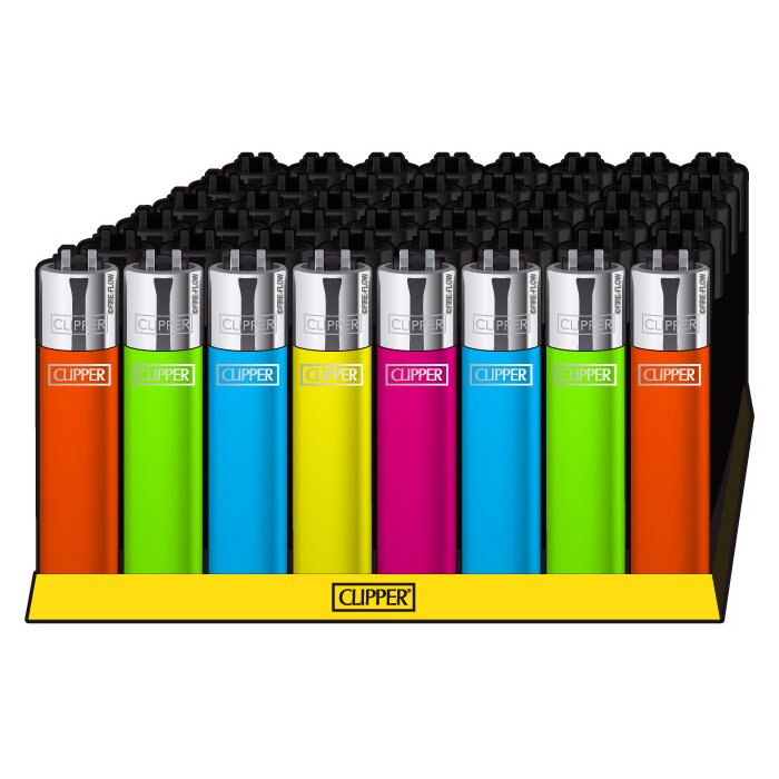 Clipper Feuerzeuge - B48 Classic Medium Solid Fluo Branded + BW | 48St. Display