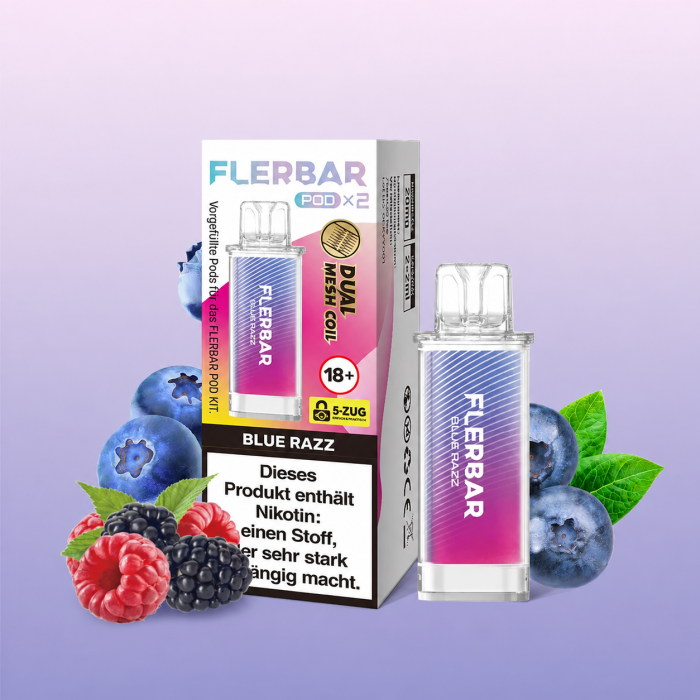 % Flerbar Prefilled Pod - Blue Razz 2x2ml | MHD: 07.07.2025