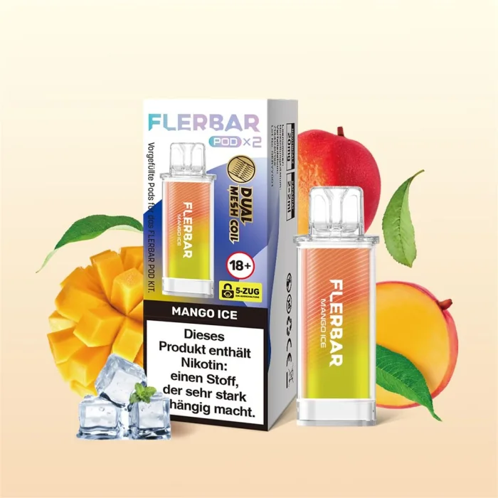 % Flerbar Prefilled Pod - Mango Ice 2x2ml | MHD: 23.06.2026