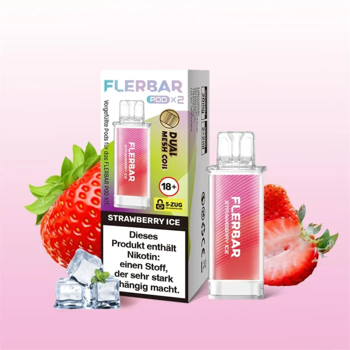 % Flerbar Prefilled Pod - Strawberry Ice 2x2ml | MHD: 07.07.2025
