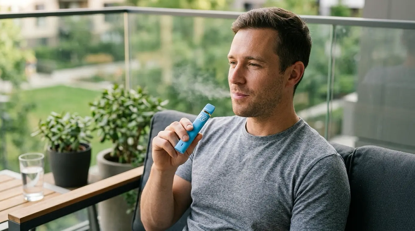 Person beim Vapen mit einer OnlyGrams Vape