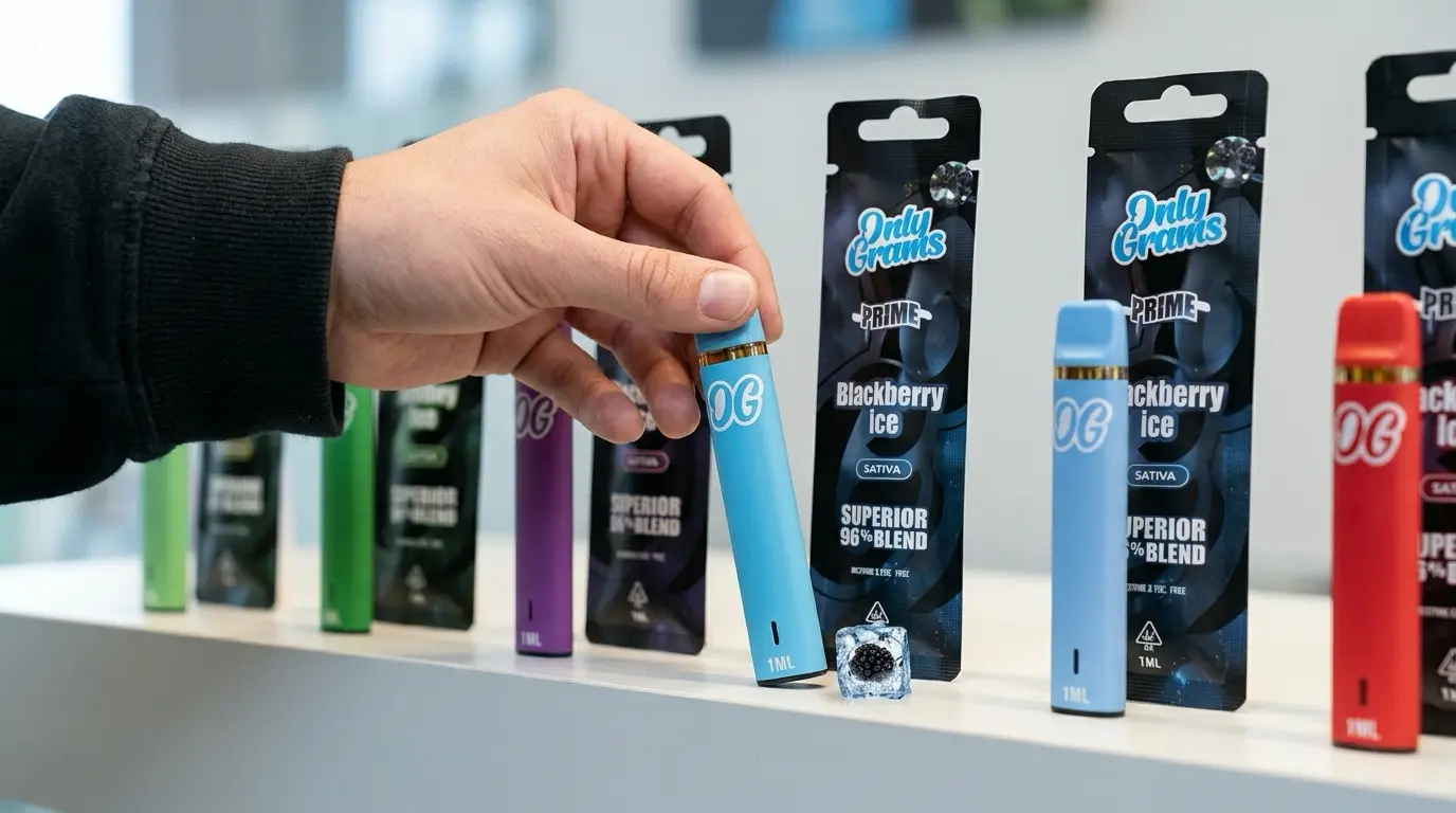 OnlyGrams Vape in verschiedenen Linien nebeneinander